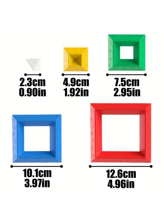 STEM Pyramid Stacking Blocks 16pcs Educational Toy for Fine Motor Skills Creative Thinking Shape Recognition - Image 2